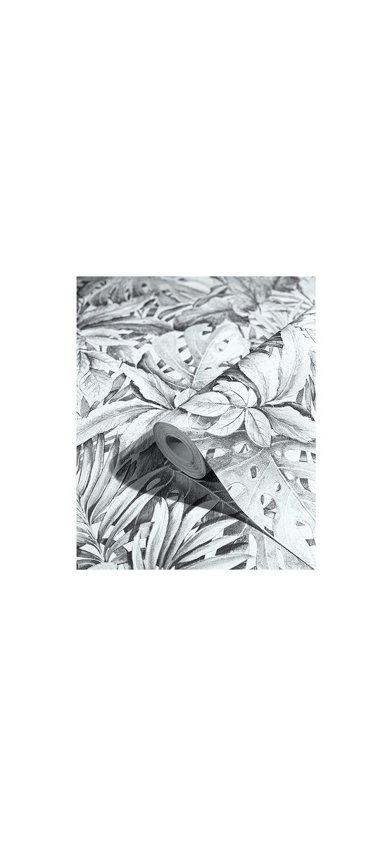 Tapet cu model frunze gri deschis, Marburg Botanica 33308