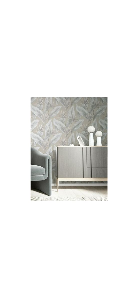 Tapet premium Marburg Whisper 36465 bej nisipiu cu frunze tropicale si efect texturat