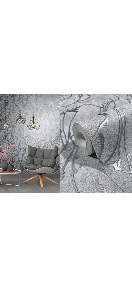 Tapet gri cu model abstract argintiu, Marburg City Glow 34254