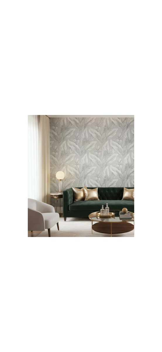 Tapet premium Marburg Whisper 36463 - gri deschis cu frunze tropicale