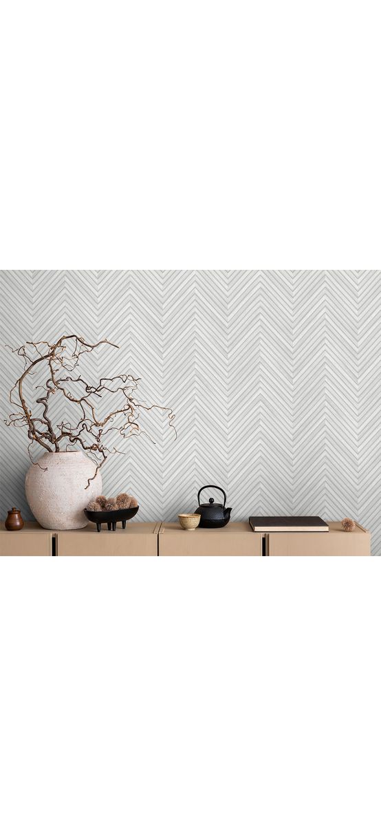Tapet chevron textură lemn gri deschis, Marburg Travertino 33375, vlies extralavabil