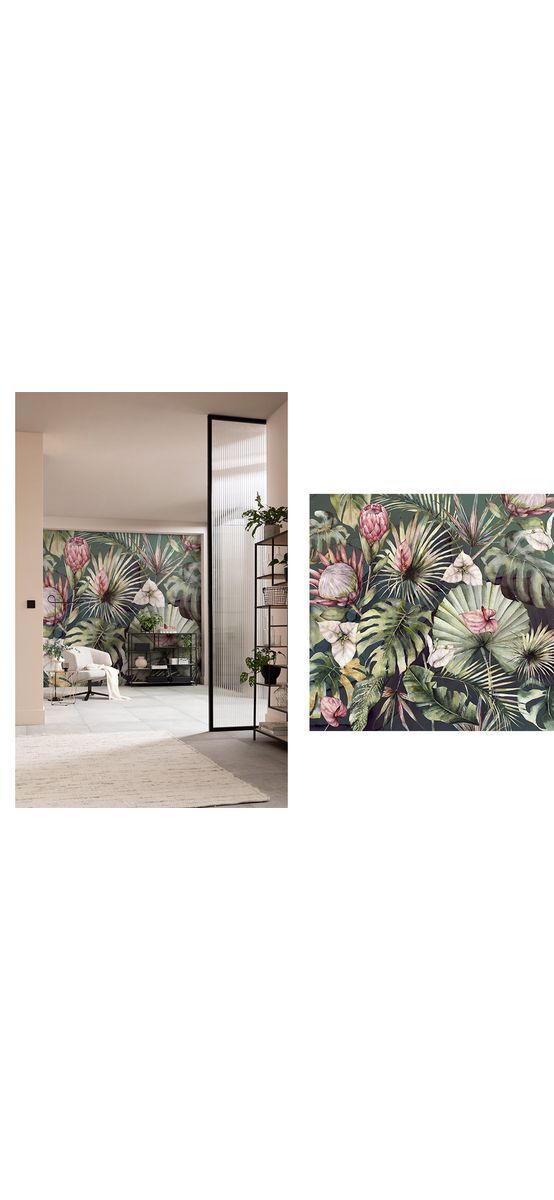 Fototapet floral, Komar Monsterawelt, decor cu plante exotice, 300x280 cm