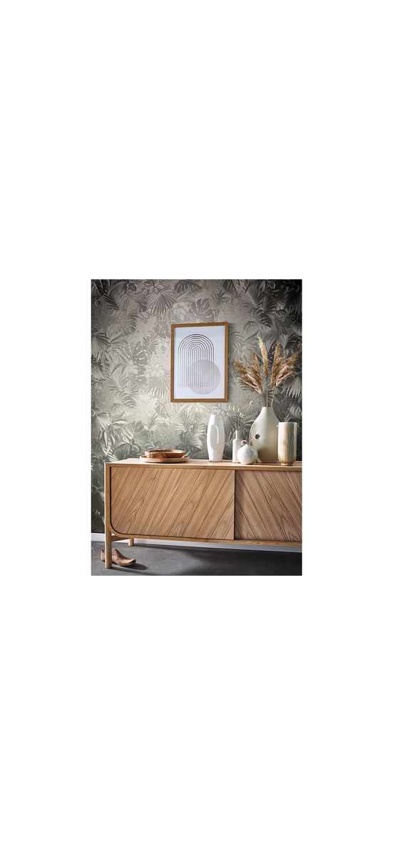 Tapet floral, efect metalic gri, Marburg Botanica 33302