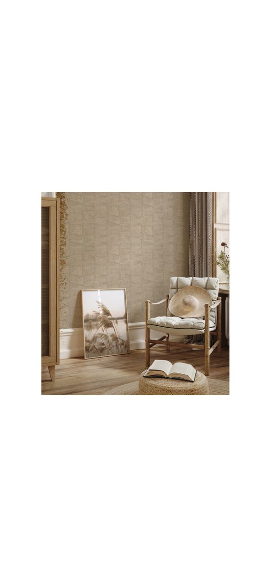 Tapet cu model geometric şi textură lemn, Marburg Travertino 33359, vlies extralavabil