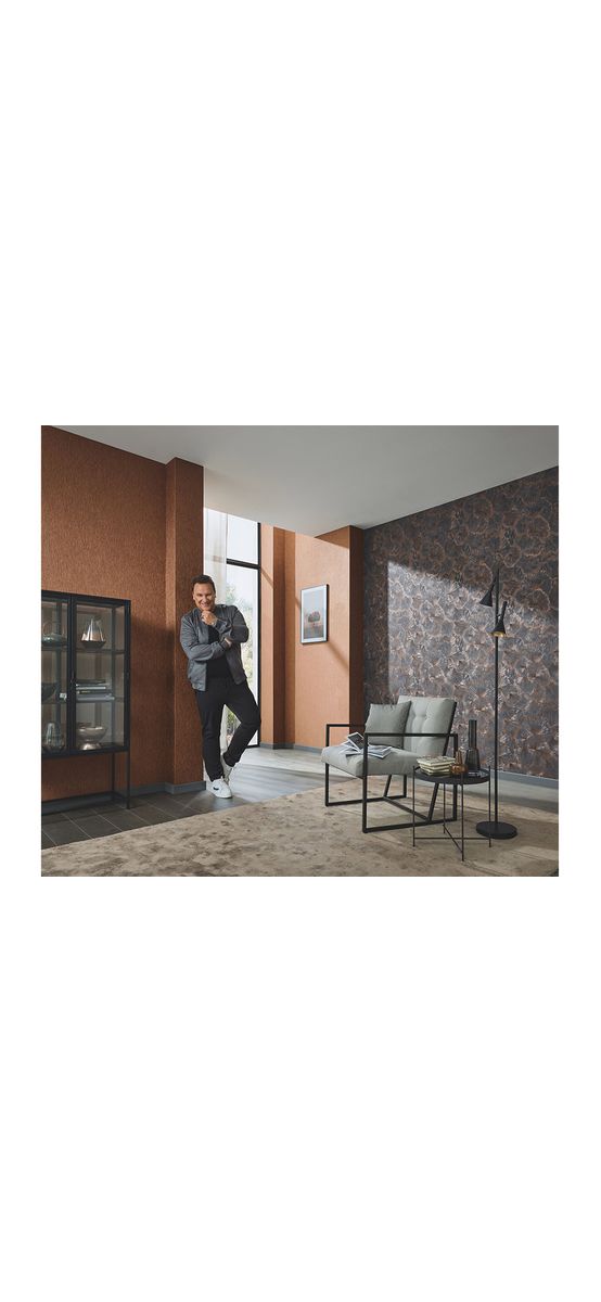 Tapet modern gri cu detalii maro, Erismann GMK4 1037347, vlies extralavabil