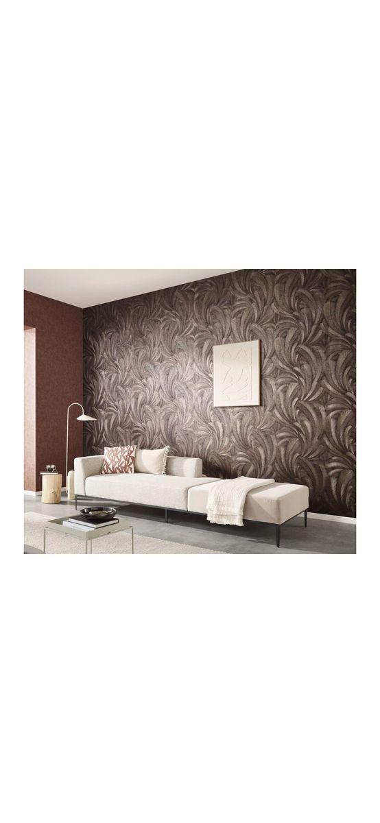 Tapet maro metalic cu model pene stilizate, Erismann Elysium 1047648, rolă de 0.53x10 metri