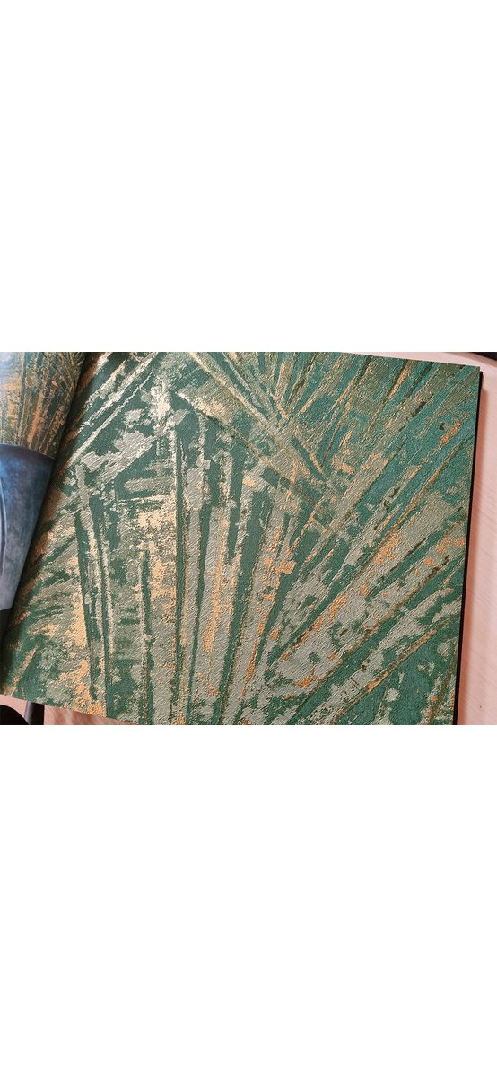 Tapet imitaţie decorativă verde cu auriu, Marburg Papis Loveday 33706