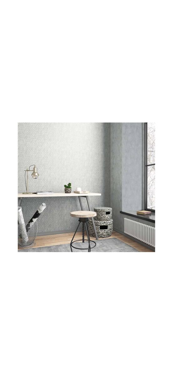 Tapet modern, gri cu model geometric argintiu, Marburg Urban Spaces 32610