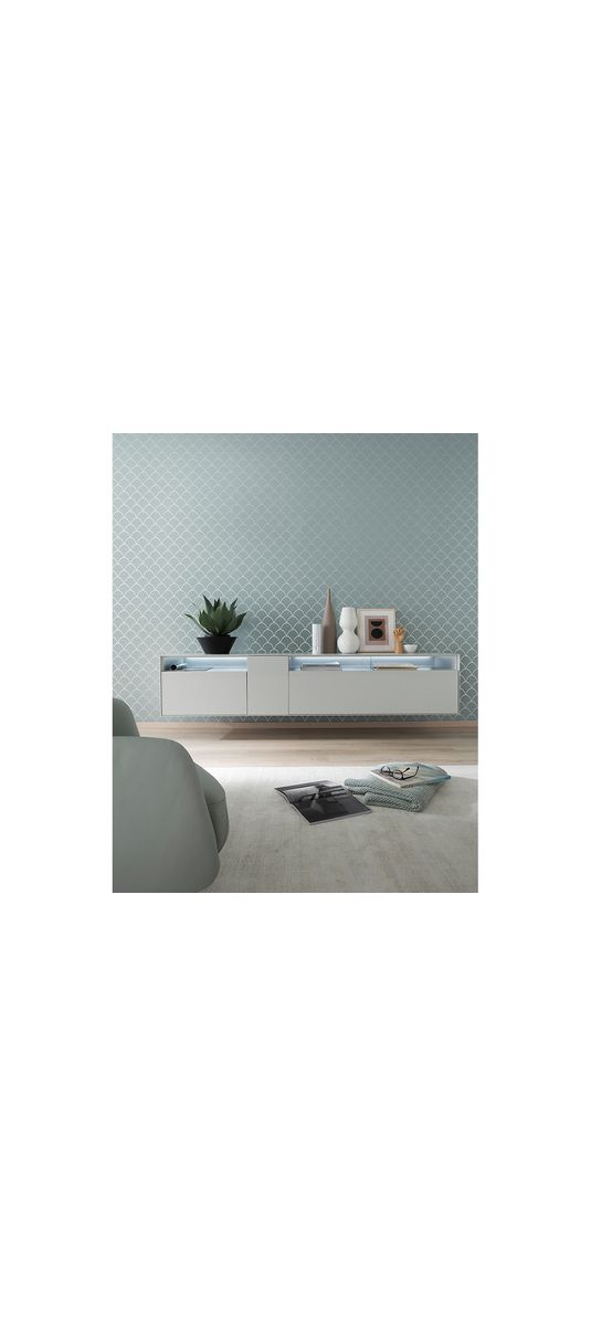 Tapet modern gri verzui cu sclipici, Marburg, New Spirit 32718