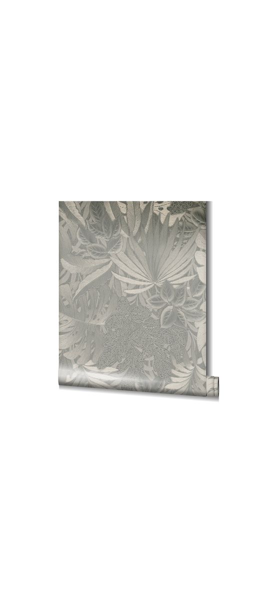Tapet floral, efect metalic gri, Marburg Botanica 33302