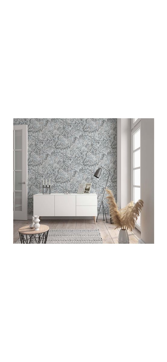 Tapet cu model frunze gri, Marburg Botanica 33306