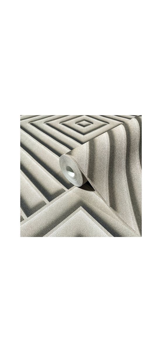 Tapet 3D romburi taupe, gri maro, Marburg Kyoto 34484, vlies, rolă de 0.53x10 metri