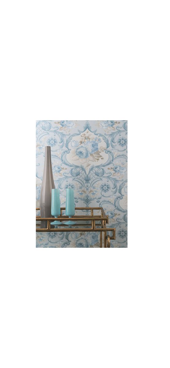 Tapet clasic, cu model floral bleu, Marburg Opulence Classic 58267