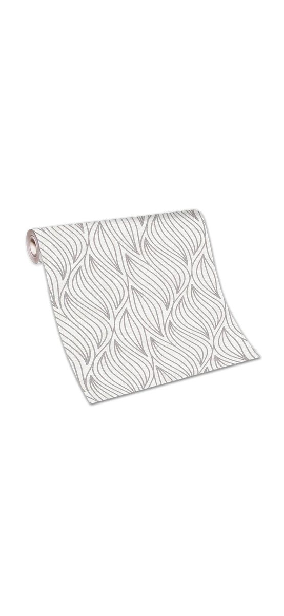 Tapet modern alb cu model geometric argintiu, Carat 1006314