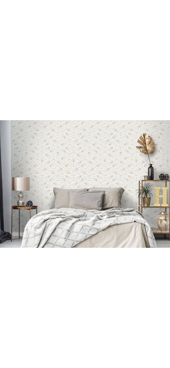 Tapet modern alb, Ugepa, cu model geometric argintiu, Galactik L94900