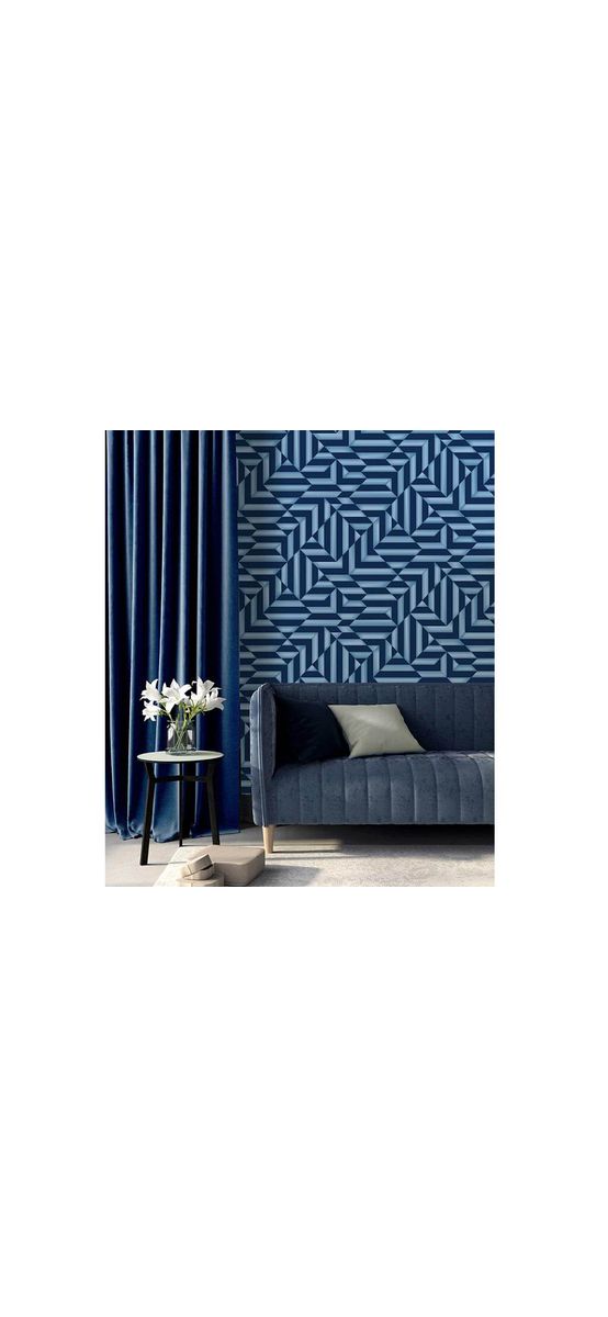 Tapet modern albastru, Ugepa, model geometric cu efect metalic, Galactik L85801