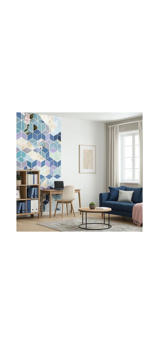 Fototapet Geometric Blue, Komar, model geometric albastru, 200x250 cm