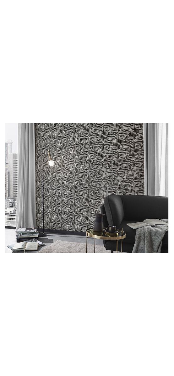 Tapet modern negru cu model geometric argintiu, Carat 1006337