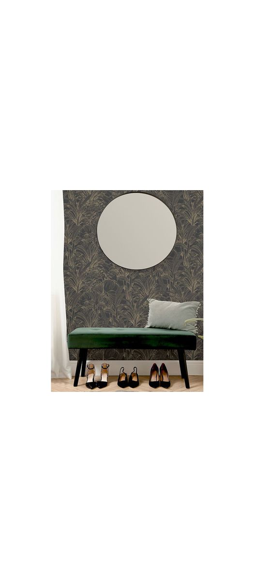Tapet negru cu frunze bej, Grandeco A51403