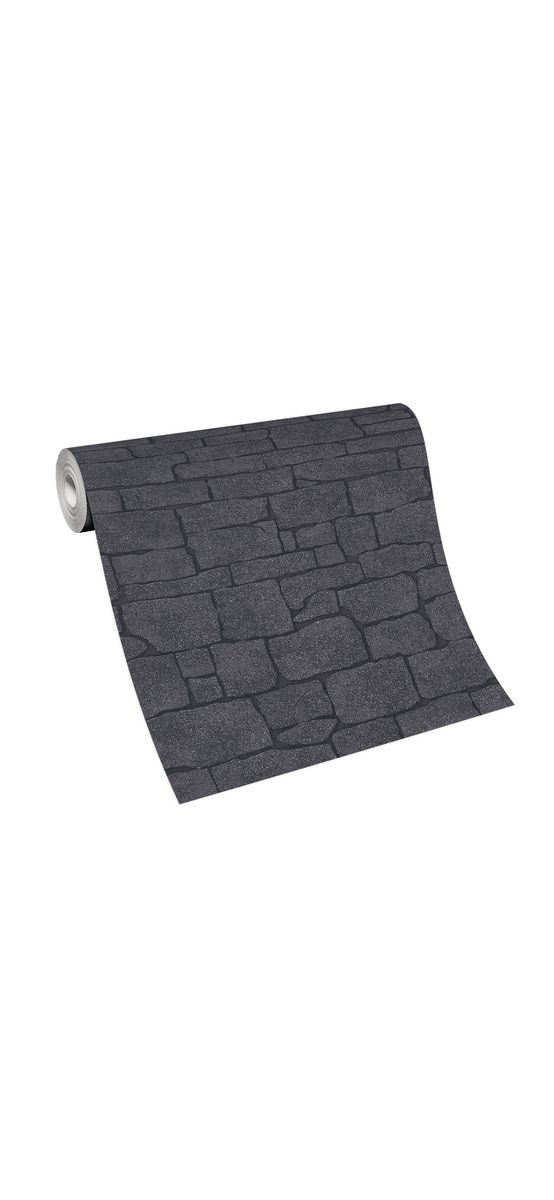 Tapet imitaţie zid piatră neagră cu sclipici argintiu, Erismann Imitations 1009115