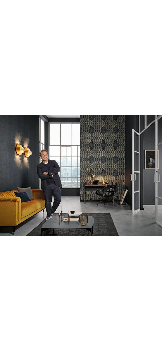 Tapet modern negru, Erismann, model geometric, GMK 1004515