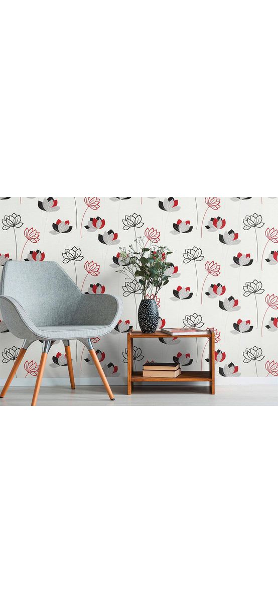 Tapet modern, Erismann, flori stilizate roşii, Novara 1011706