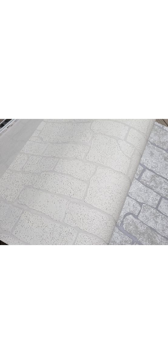 Tapet imitaţie zid piatră albă cu sclipici argintiu, Erismann Imitations 1009101