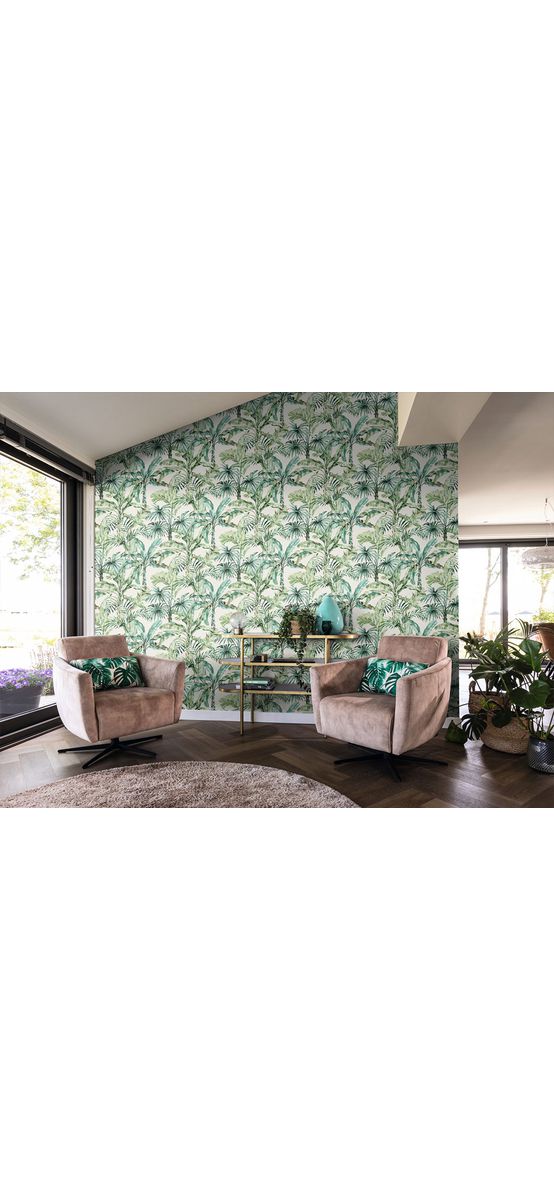 Tapet cu plante exotice verzi, Rasch 485240