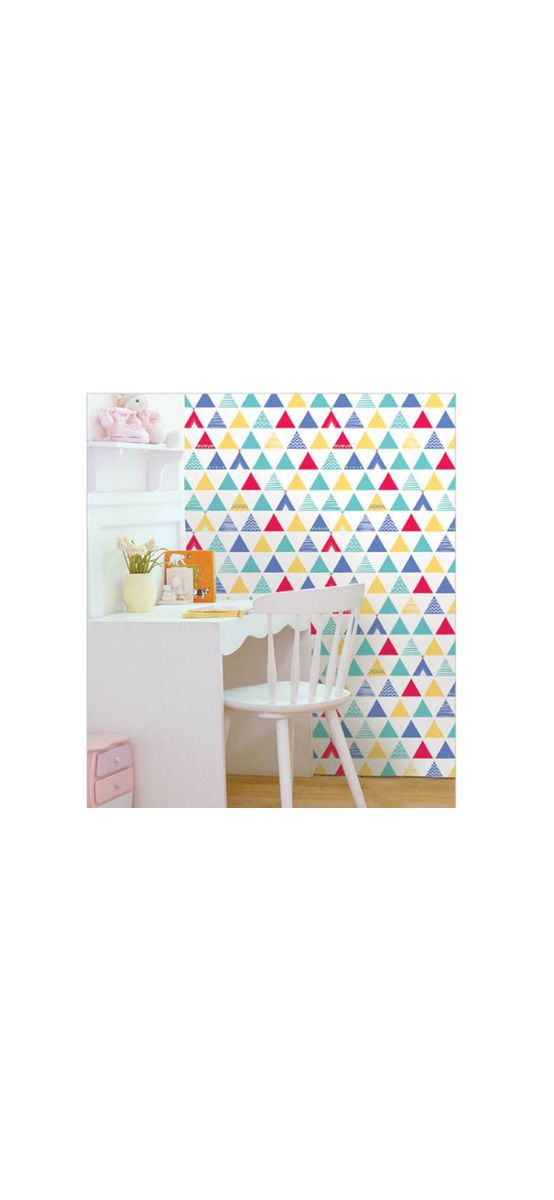 Autocolant mobilă decorativ Poly, Magicfix, imprimeu triunghiuri, multicolor, lățime 100 cm