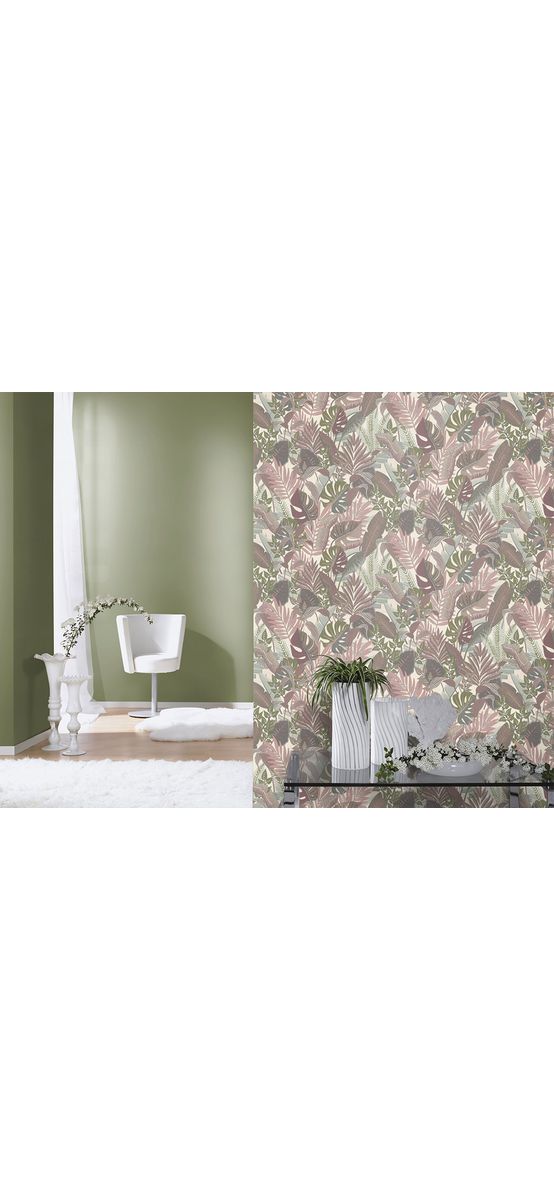 Tapet cu model frunze taupe, Rasch 687859