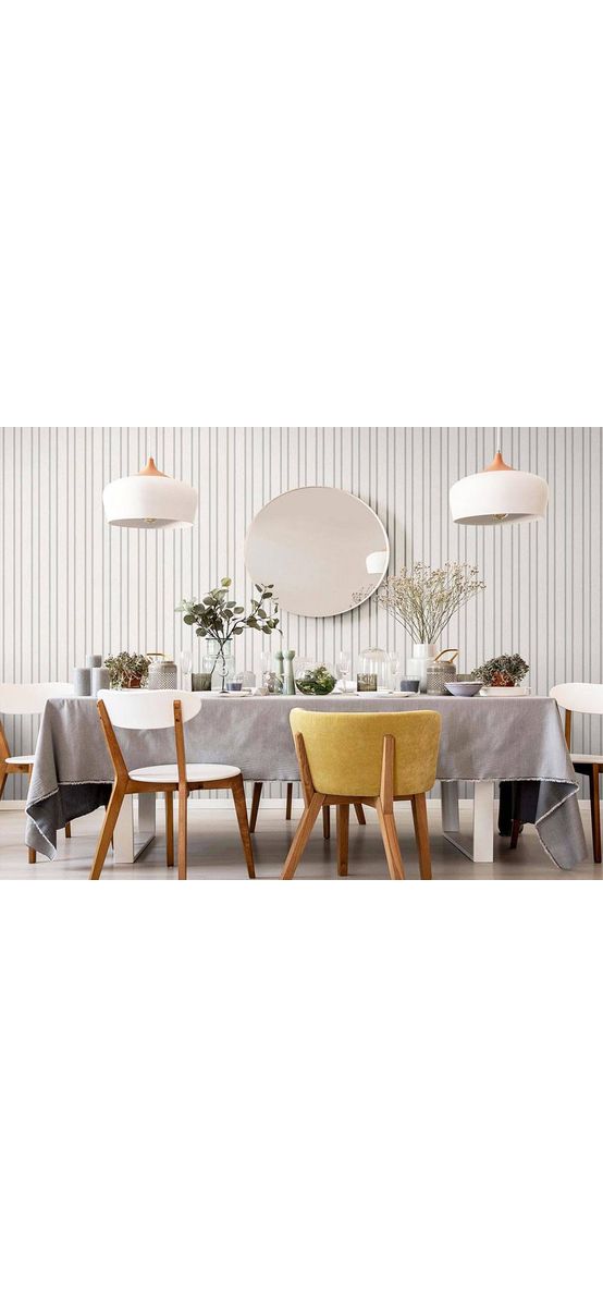 Tapet modern alb cu dungi gri argintiu, Spotlight 1010331