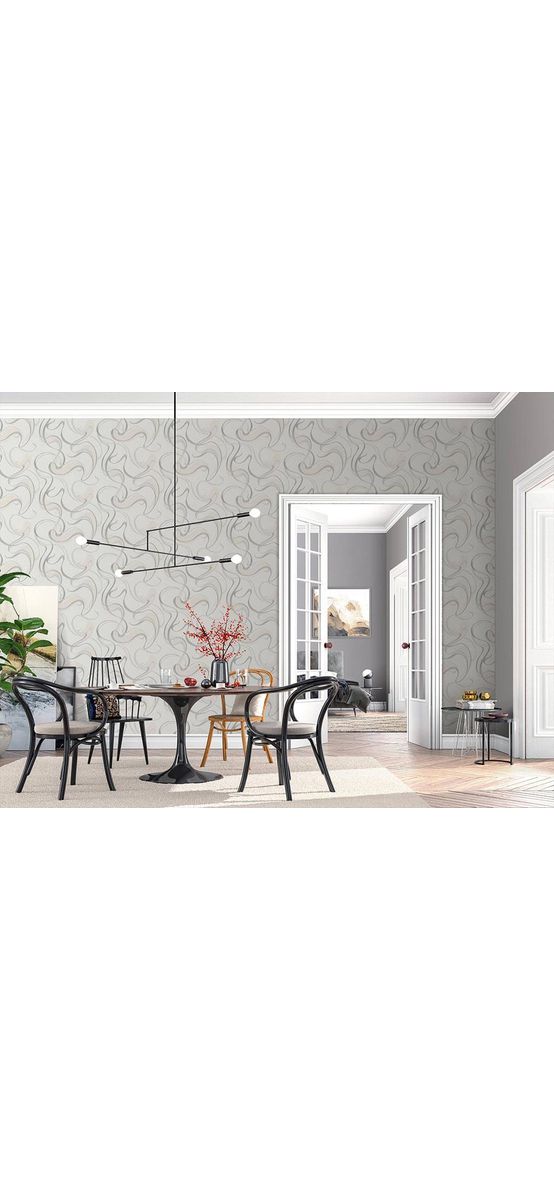Tapet modern alb cu model argintiu, Spotlight 1010531