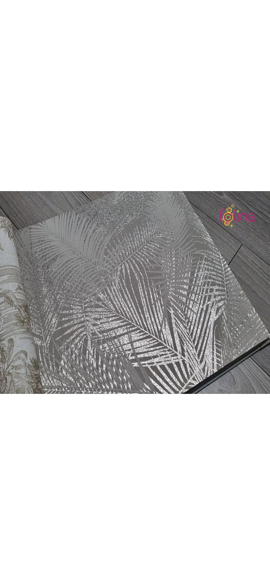 Tapet modern cu frunze gri şi accente metalice, Ugepa Eden J98207