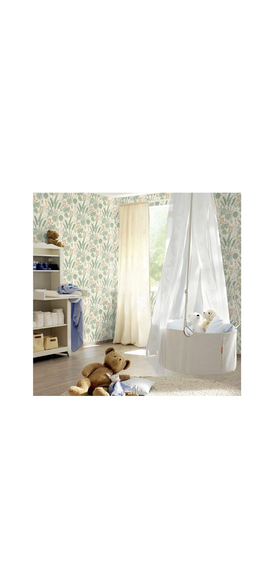 Tapet decor tropical verde pastel, Rasch 460674