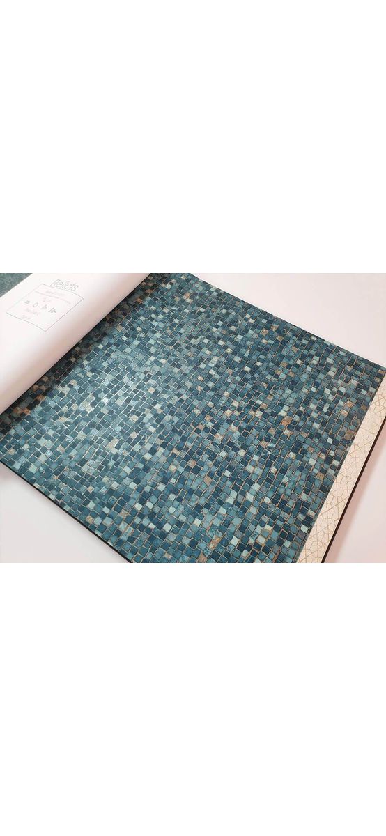 Tapet mozaic albastru verzui Reflets L78401