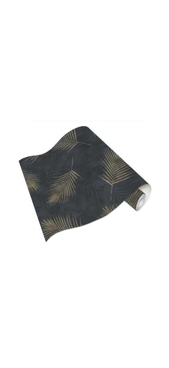Tapet modern negru, Erismann, model frunze aurii, GMK 0257940