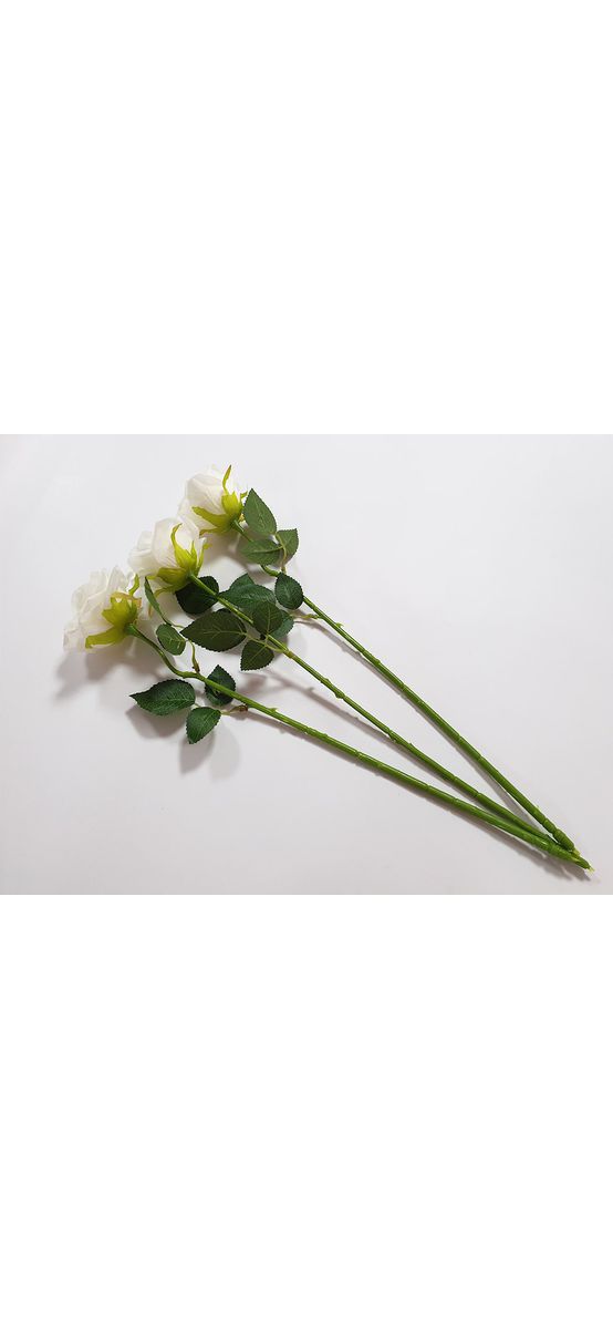 Trandafiri artificiali albi, buchet 3 flori, 50 cm înălţime