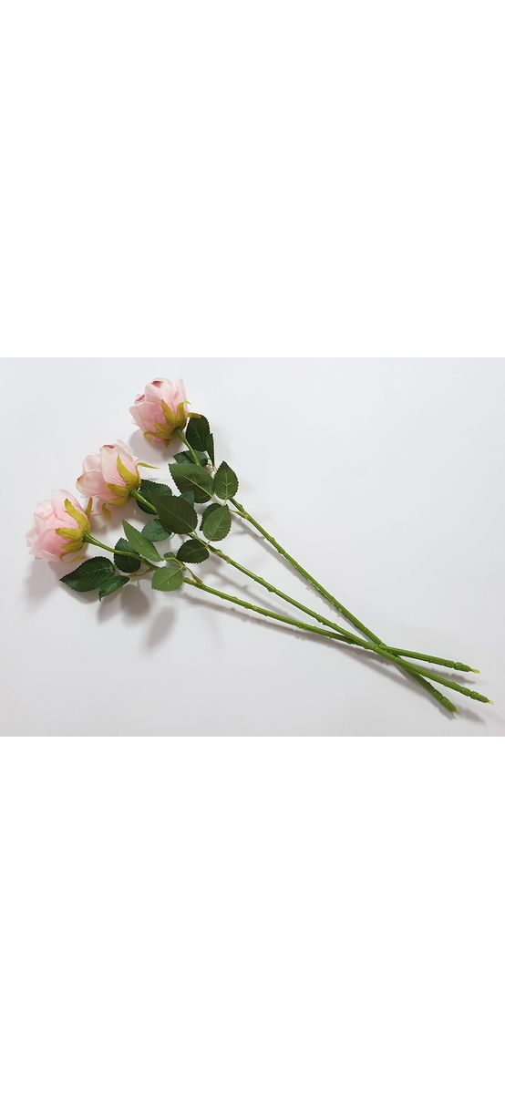 Trandafiri artificiali roz, buchet cu 3 flori, 50 cm înălţime