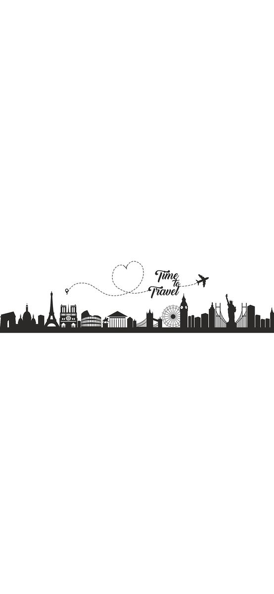 Sticker decorativ Travel, Folina, negru, 200x52cm