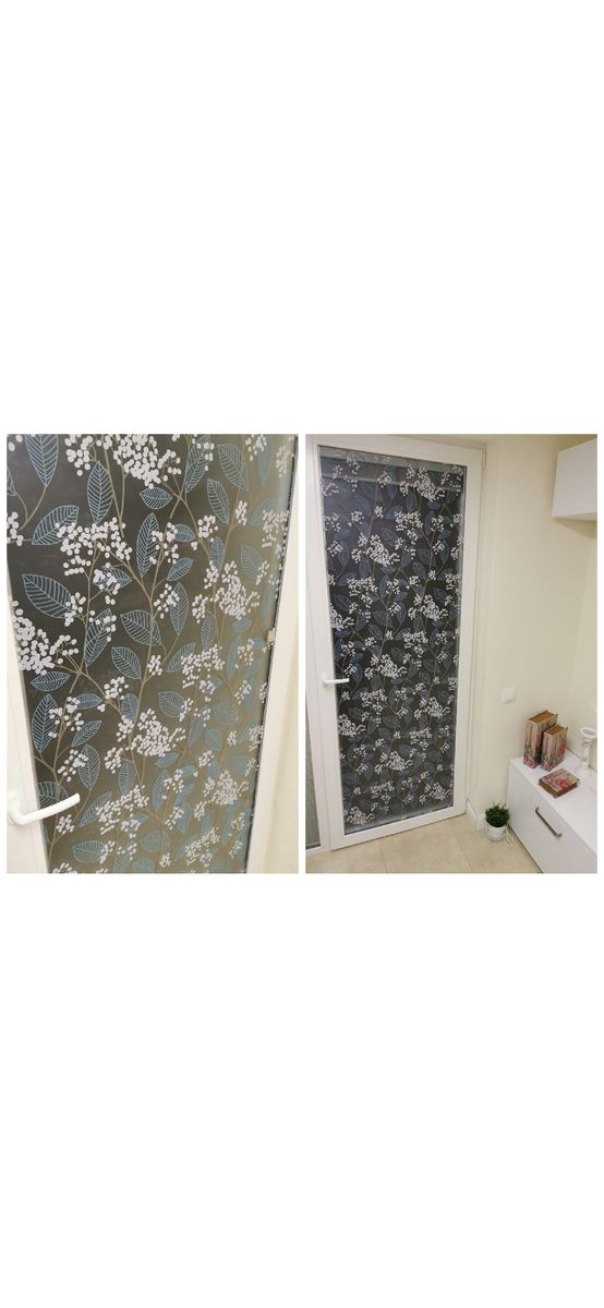 Folie geam autoadezivă Muguri, Folina, imprimeu floral, bleu, rola de 90x100 cm