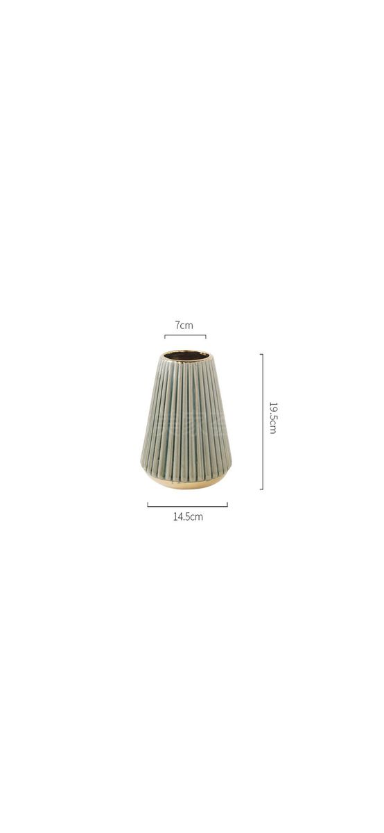Vază ceramică cu detalii aurii, design elegant, 19 cm înălţime