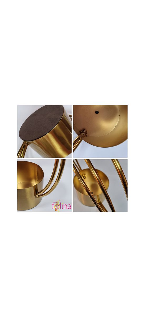 Vază decorativă aurie, cu cercuri metalice, 37 cm