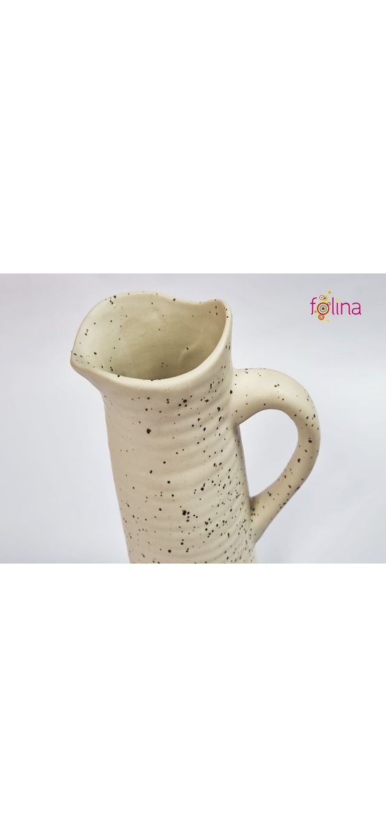 Vază ceramică tip ulcior, crem nisipiu, 28 cm înălţime