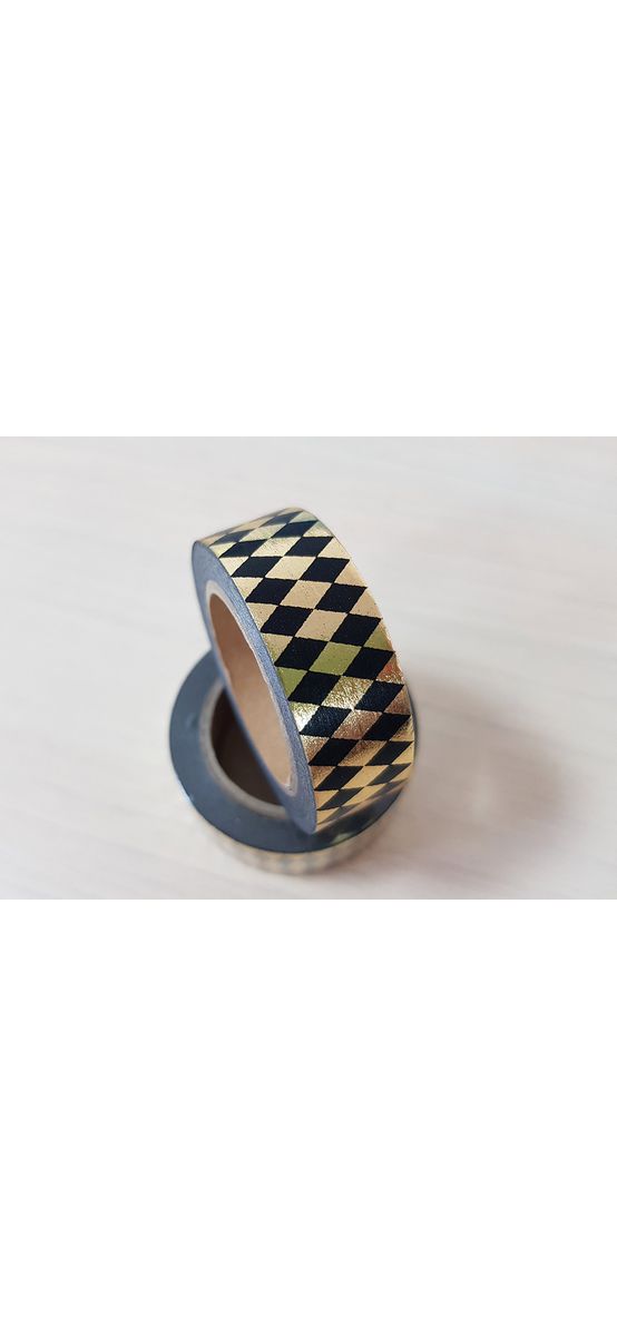 Bandă adezivă Washi Tape Arlechin, Folina, model multicolor, dimensiune bandă 15 mm lăţime x 10 m lungime