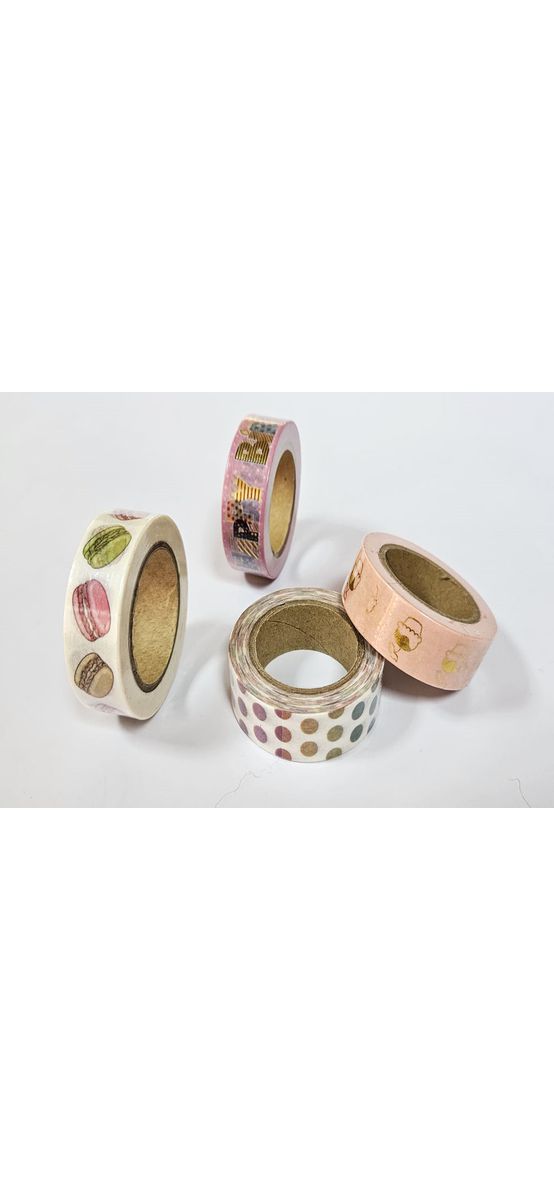 Set 4 role washi tape, benzi adezive colorate