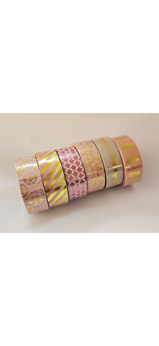 Set 6 role washi tape, benzi adezive decorative, modele roz