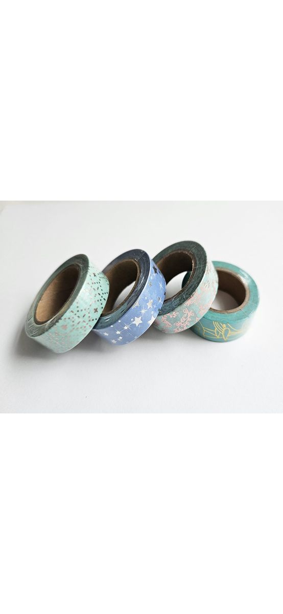 Set 4 role washi tape, benzi adezive decorative, modele turcoaz