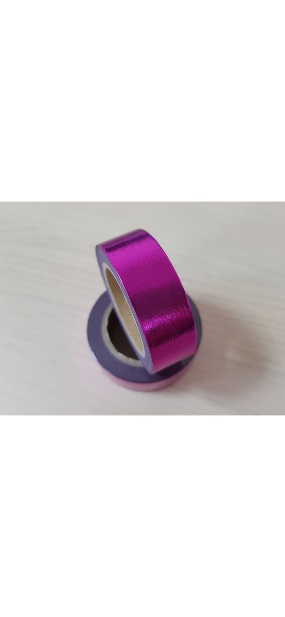 Bandă adezivă Washi Tape mov metalic, Folina, model multicolor, dimensiune bandă 15 mm lăţime x 10 m lungime