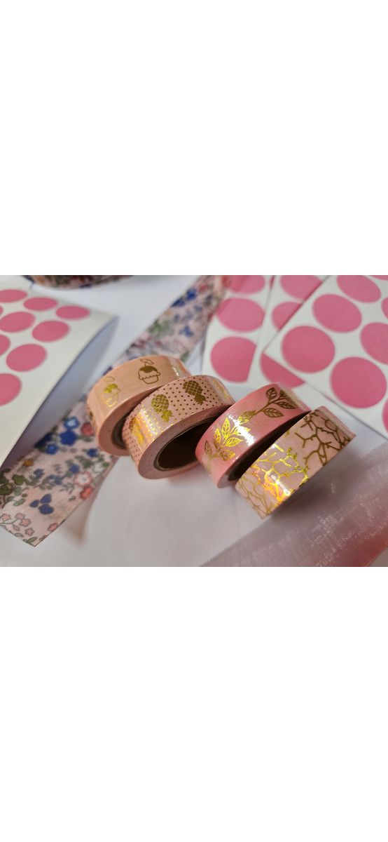 Buline autoadezive roz glitter, washi tape şi panglici pentru ambalaj cadou, crafturi şi artizanat