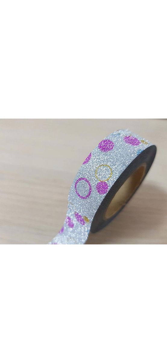 Set 3 role Washi Tape Glitter Bubble si mov metalic, benzi adezive decorative
